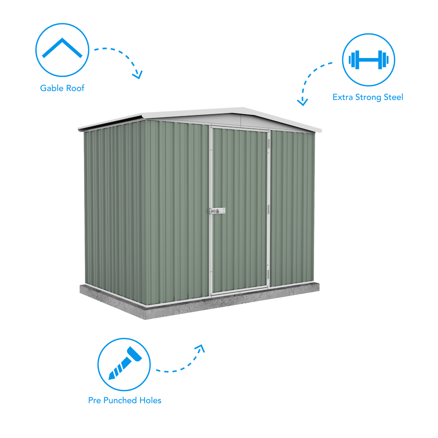 Factory Clearance Garden Shed - 2.26mW x 1.44mD x 2.00mH Single Door Green