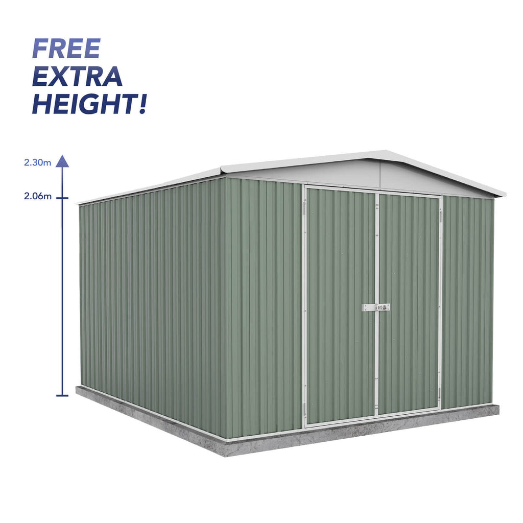 Absco Sheds Regent Garden Shed - Double Door Pale Eucalypt 3.00mW x 3.66mD x 2.30mH Render View