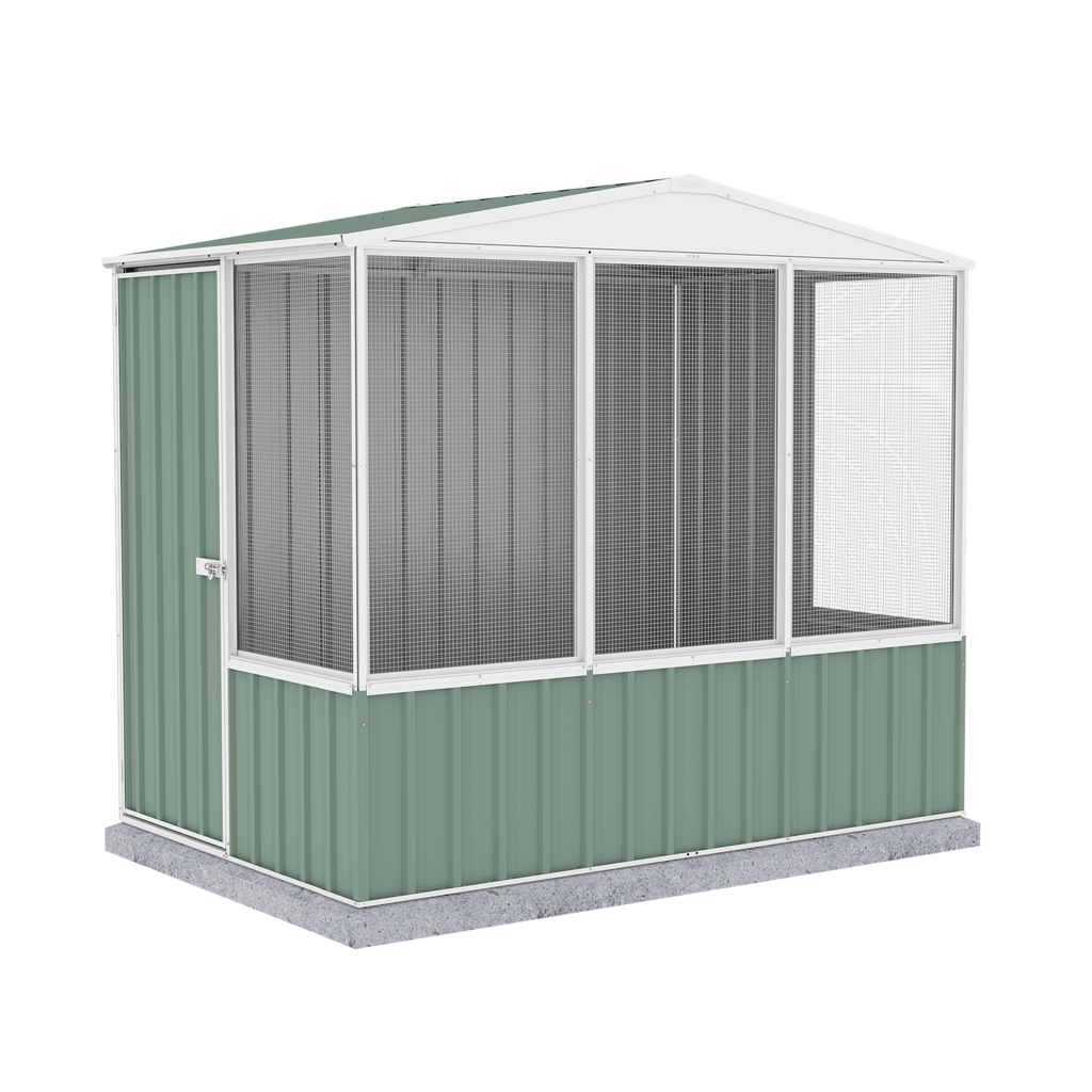 Absco Sheds Chicken Coop - Gable Roof Pale Eucalypt 2.26mW x 1.52mD x 2.00mH Render View