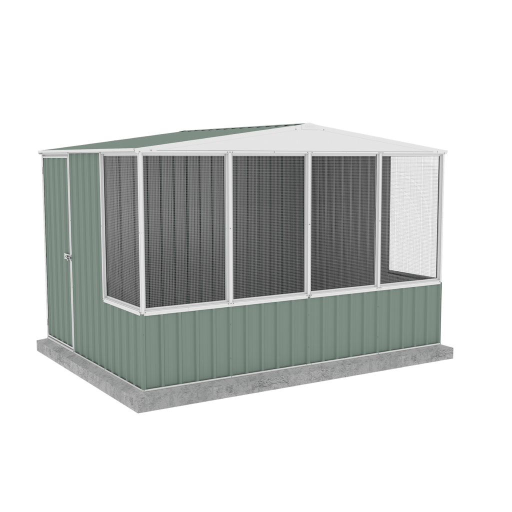 Absco Sheds Chicken Coop - Gable Roof Pale Eucalypt 3.00mW x 2.22mD x 2.06mH Render View