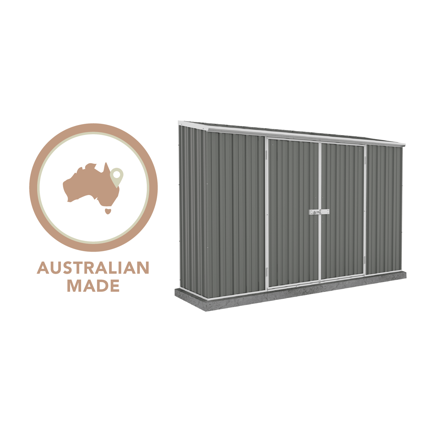 Absco Sheds 3.00mW x 0.78mD x 1.95mH Economy Garden Shed - Double Door