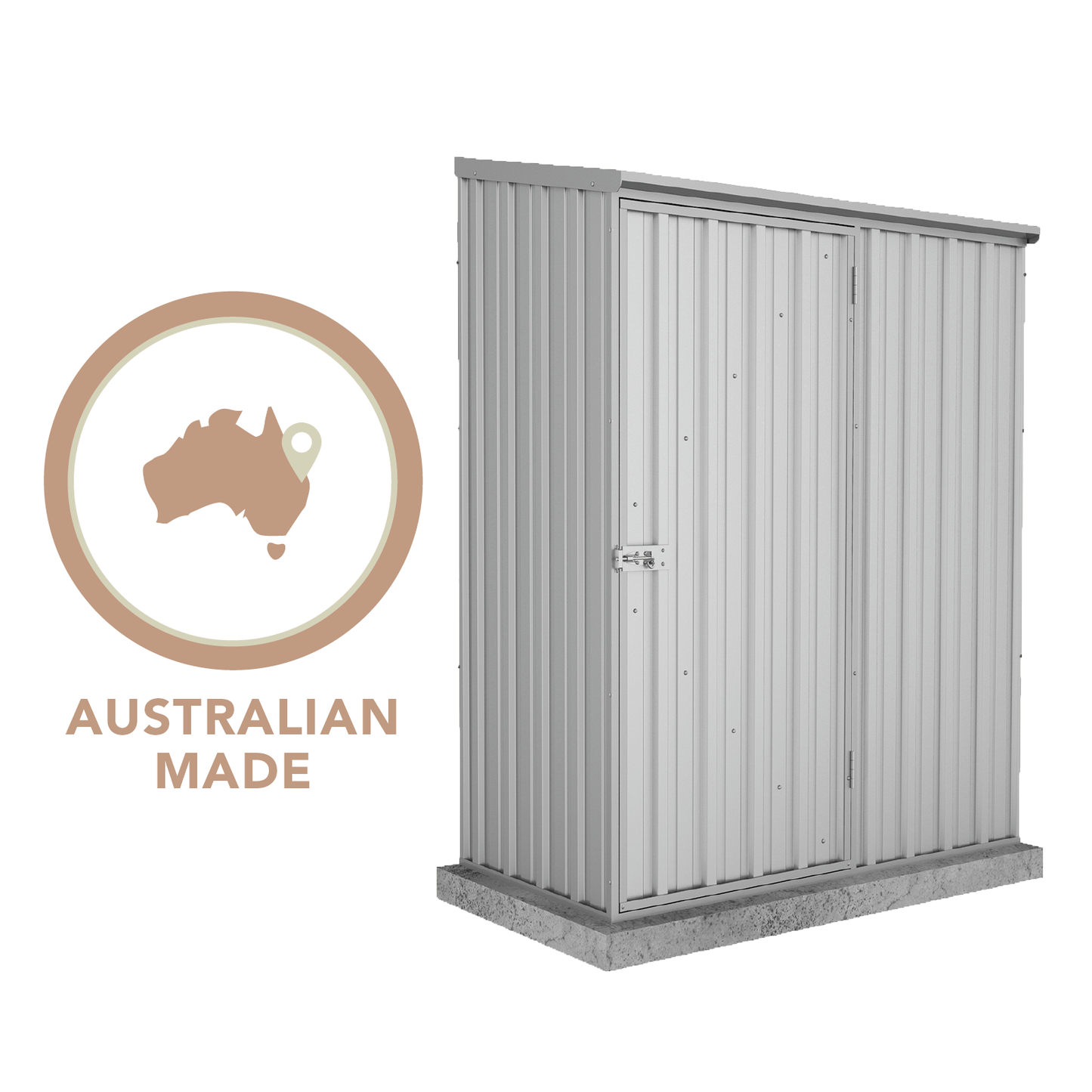 Absco Sheds 1.52mW x 0.78mD x 1.95mH Zincalume Economy Garden Shed - Single Door