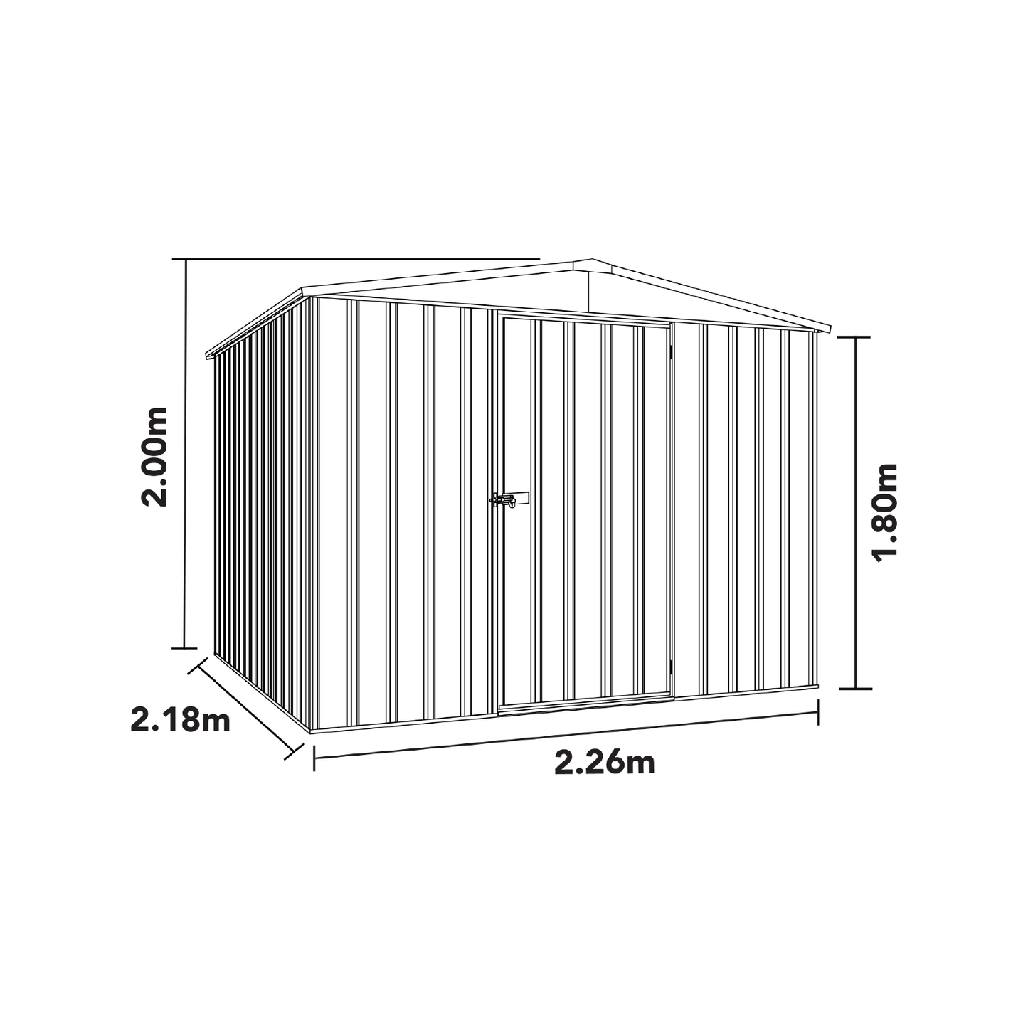 Absco Sheds 2.26mW x 2.18mD x 2.00mH Regent Garden Shed - Single Door