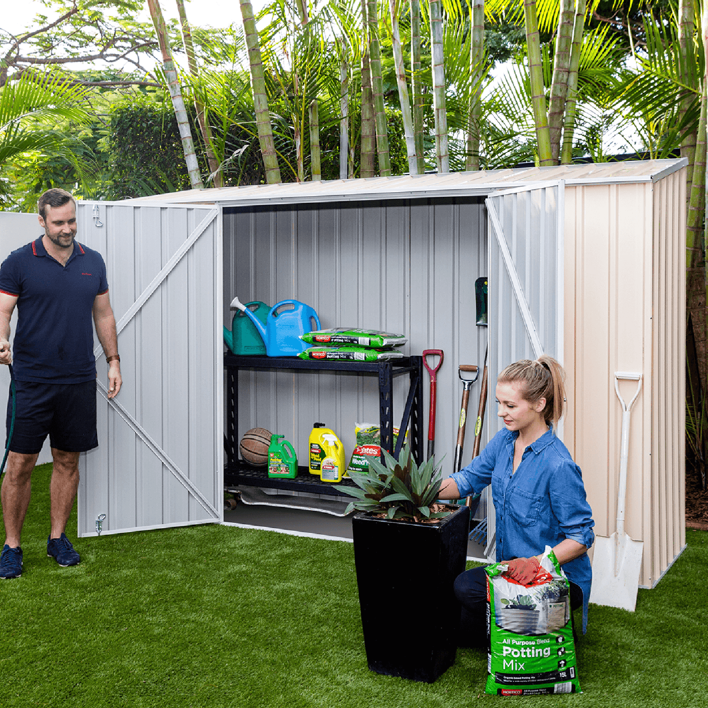 Absco Sheds 3.00mW x 0.78mD x 1.95mH Economy Garden Shed - Double Door