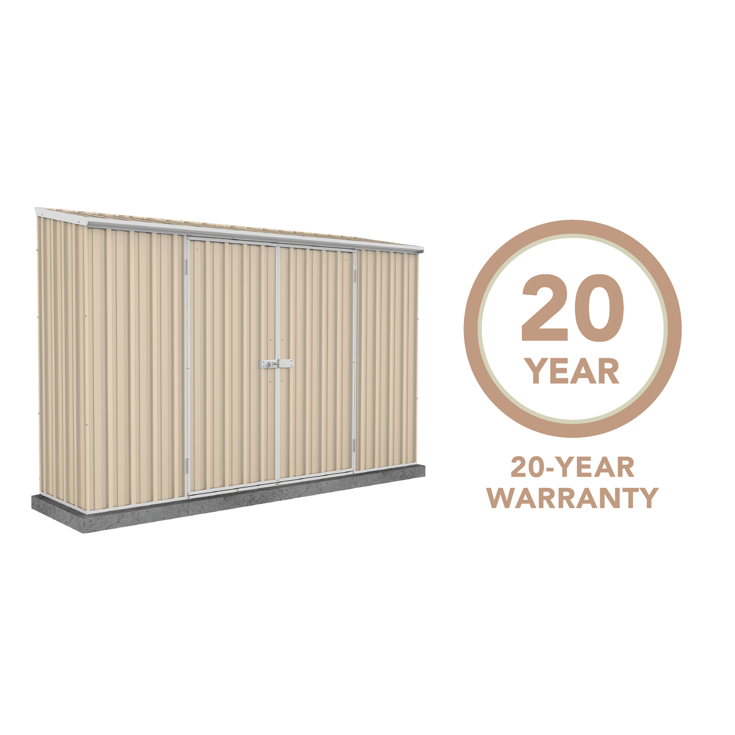 Absco Sheds 3.00mW x 0.78mD x 1.95mH Economy Garden Shed - Double Door