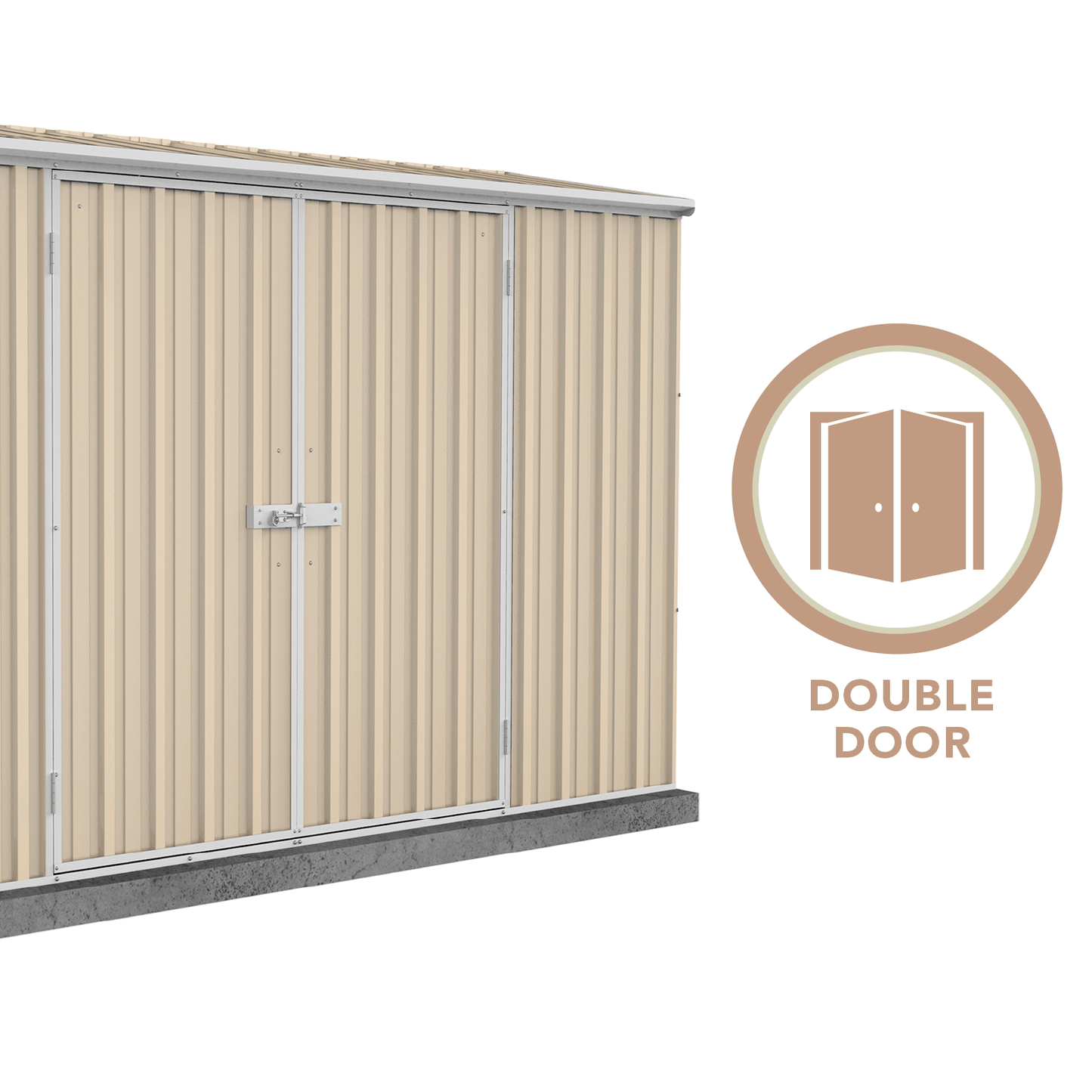 Absco Sheds 3.00mW x 0.78mD x 1.95mH Economy Garden Shed - Double Door