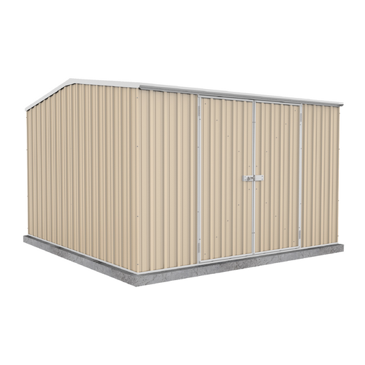 Absco Economy Garden Shed - Double Door Cream 3.00mW x 3.00mD x 2.06mH Render View