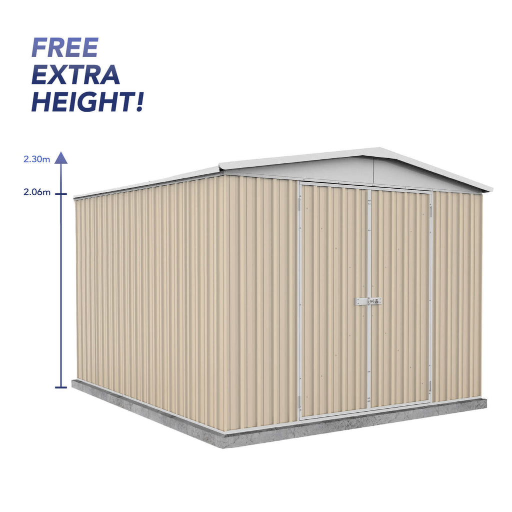 Absco Sheds Regent Garden Shed - Double Door Classic Cream 3.00mW x 3.66mD x 2.30mH Render View