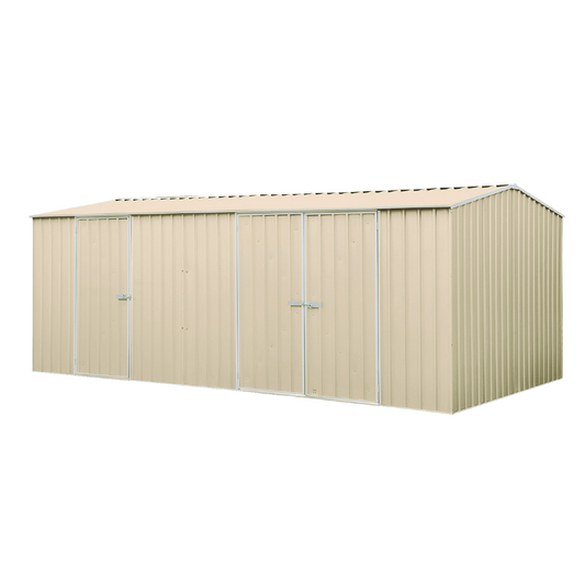 Absco Economy Garden Shed - Triple Door Cream 5.22mW x 2.26mD x 2.06mH Render View