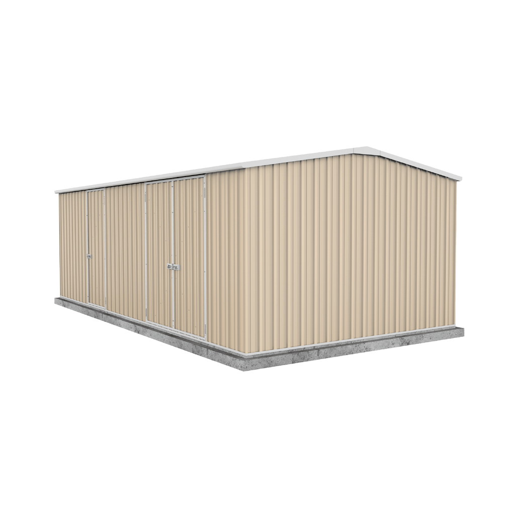Absco Sheds Workshop Garden Shed - Triple Door Classic Cream 5.96mW x 3.00mD x 2.06mH Render View