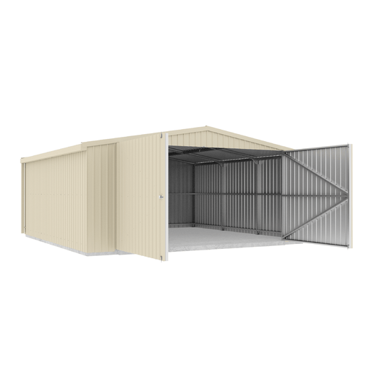 Absco Sheds Barn Door Garage - Double Door Classic Cream 5.64mW x 5.50mD x 2.64mH Render View