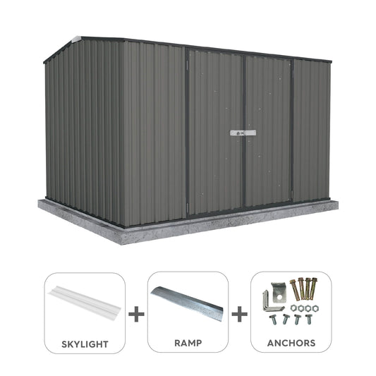 Absco Sheds 3.00mW x 2.26mD x 2.00mH Garden Shed and Accessory Kit - Woodland Grey with MN Channels