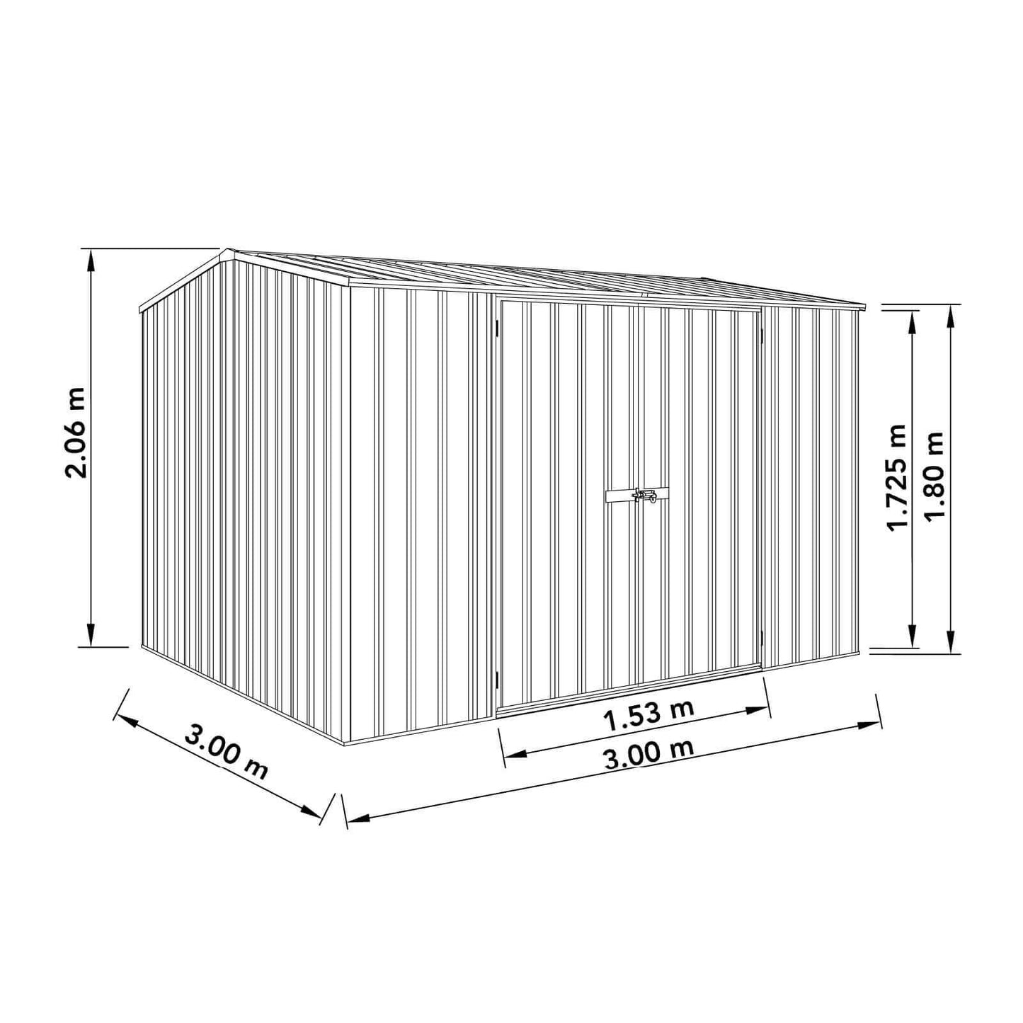 Absco Sheds 3.00mW x 3.00mD x 2.06mH Garden Shed and Accessory Kit - Woodland Grey with MN Channels