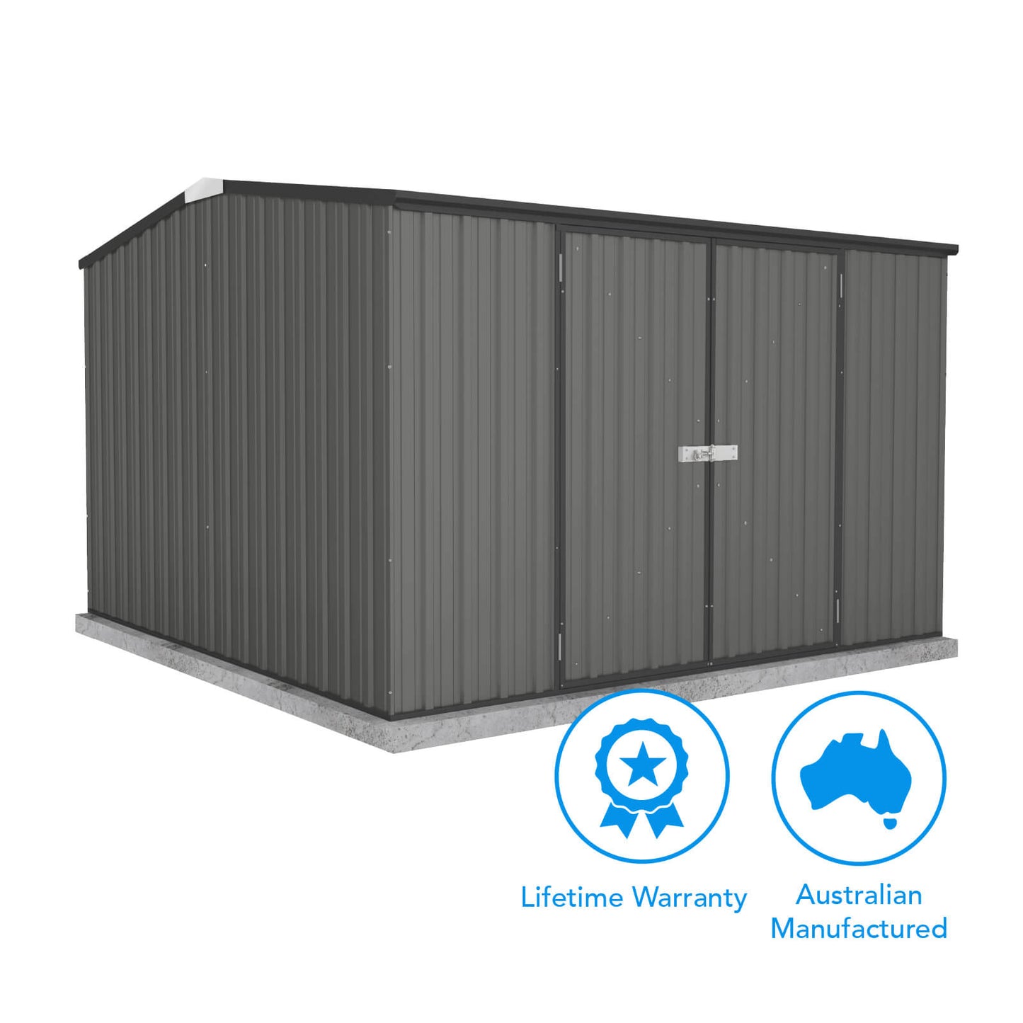 Absco Sheds 3.00mW x 3.00mD x 2.06mH Garden Shed and Accessory Kit - Woodland Grey with MN Channels