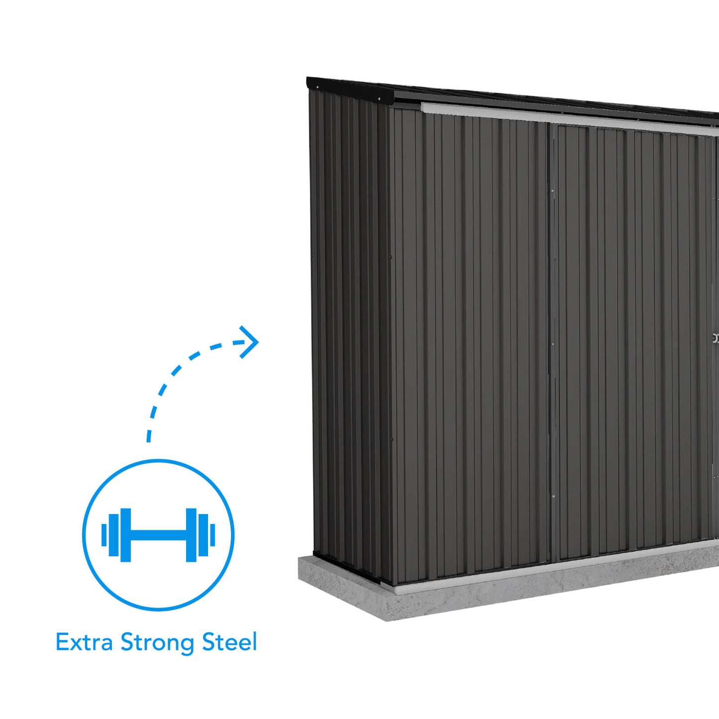 Absco Sheds 3.00mW x 0.78mD x 1.95mH Ezislider Garden Shed - Double Sliding Doors Monument with MN Channels