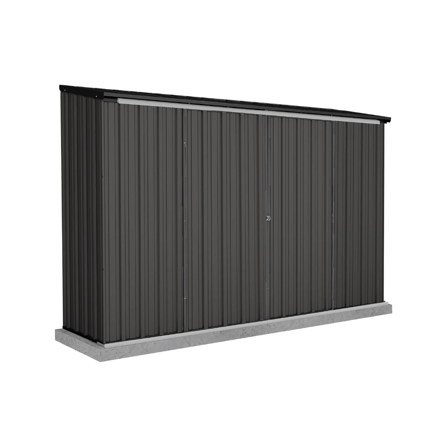Absco Sheds 3.00mW x 0.78mD x 1.95mH Ezislider Garden Shed - Double Sliding Doors Monument with MN Channels