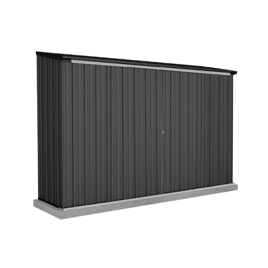 Absco Sheds 3.00mW x 0.78mD x 1.95mH Ezislider Garden Shed - Double Sliding Doors Monument with MN Channels