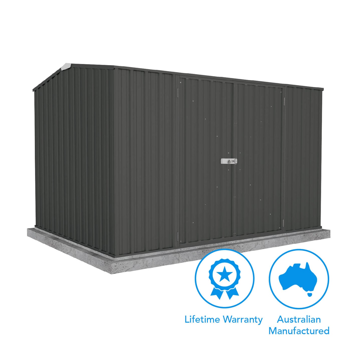Absco Sheds 3.00mW x 2.26mD x 2.00mH Premier Garden Shed - Double Door Monument with MN Channels