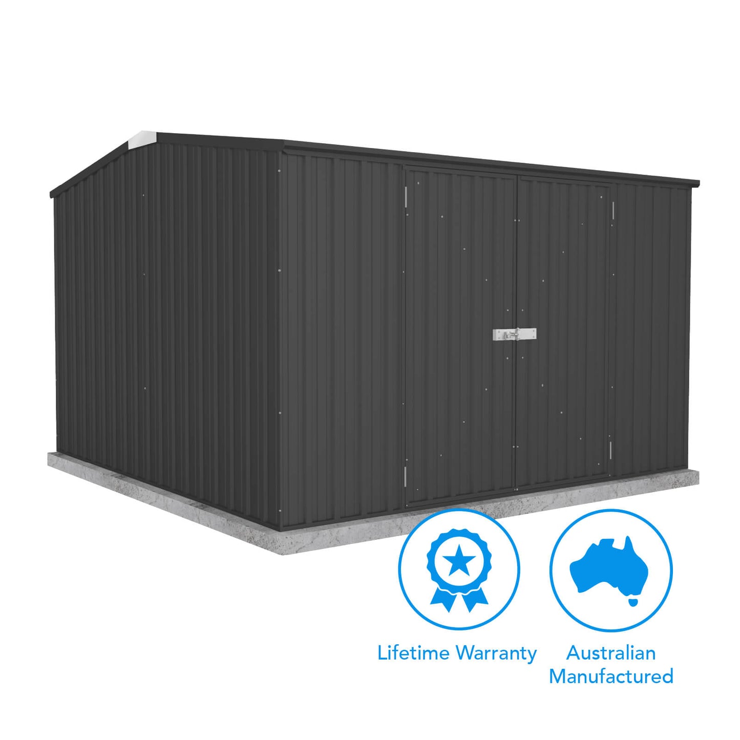 Absco Sheds 3.00mW x 3.00mD x 2.06mH Premier Garden Shed - Double Door Monument with MN Channels