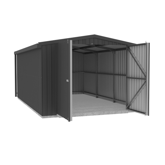 Absco Sheds 3.42mW x 5.50mD x 2.47mH Barn Door Garage - Single Door