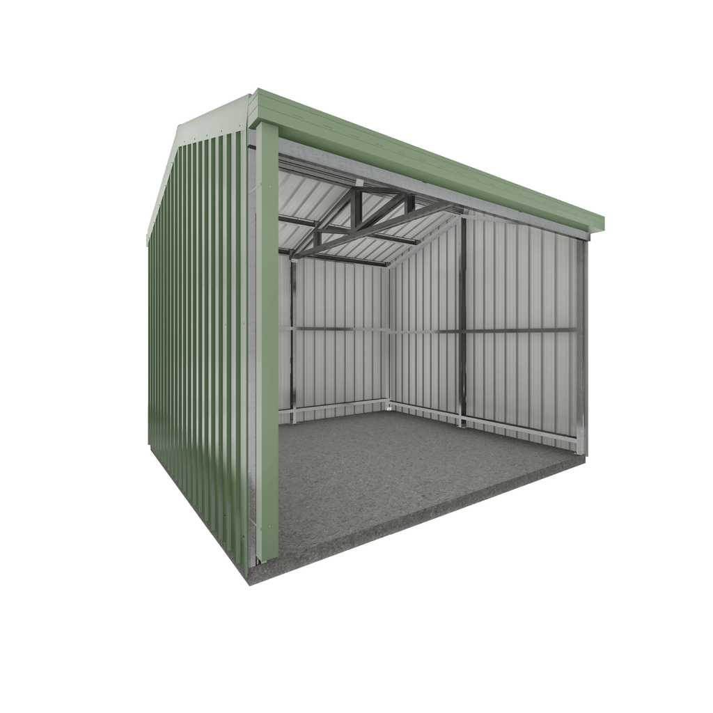 Absco Sheds Rural Shed - Open Bay Pale Eucalypt 3.00mW x 3.00mD x 2.53mH Render View