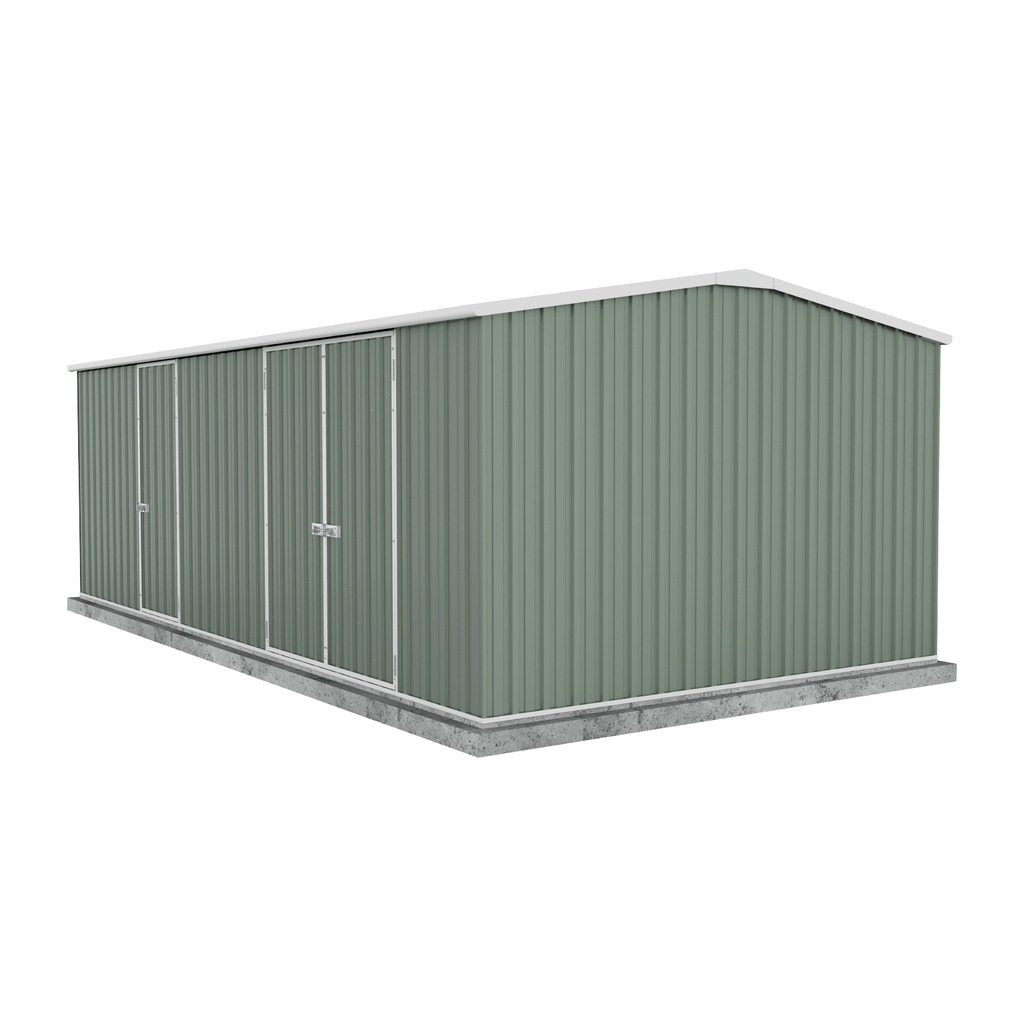 Absco Sheds Workshop Garden Shed - Triple Door Pale Eucalypt 5.96mW x 3.00mD x 2.06mH Render View