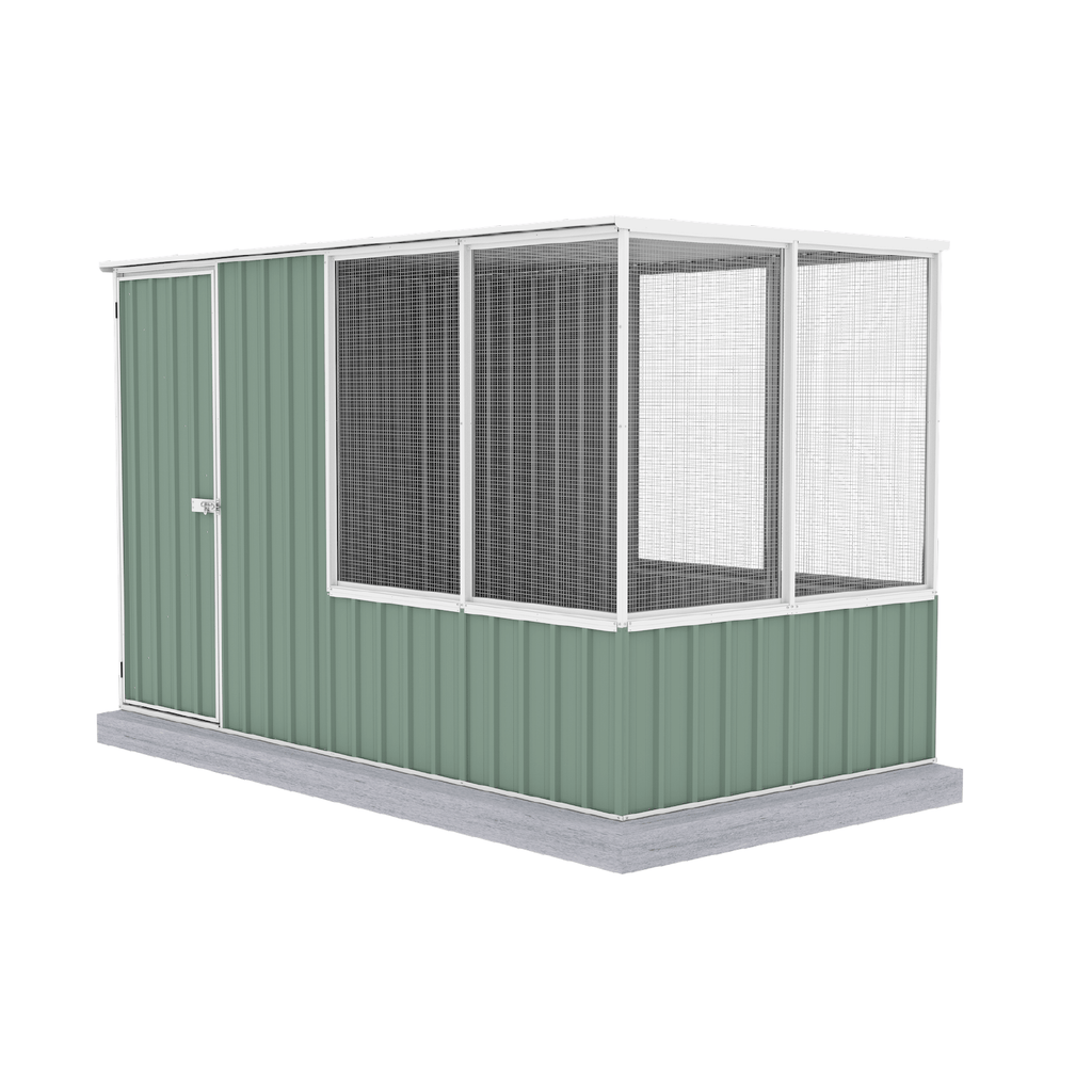 Absco Sheds Chicken Coop - Flat Roof Pale Eucalypt 1.52mW x 2.96mD x 1.80mH Render View