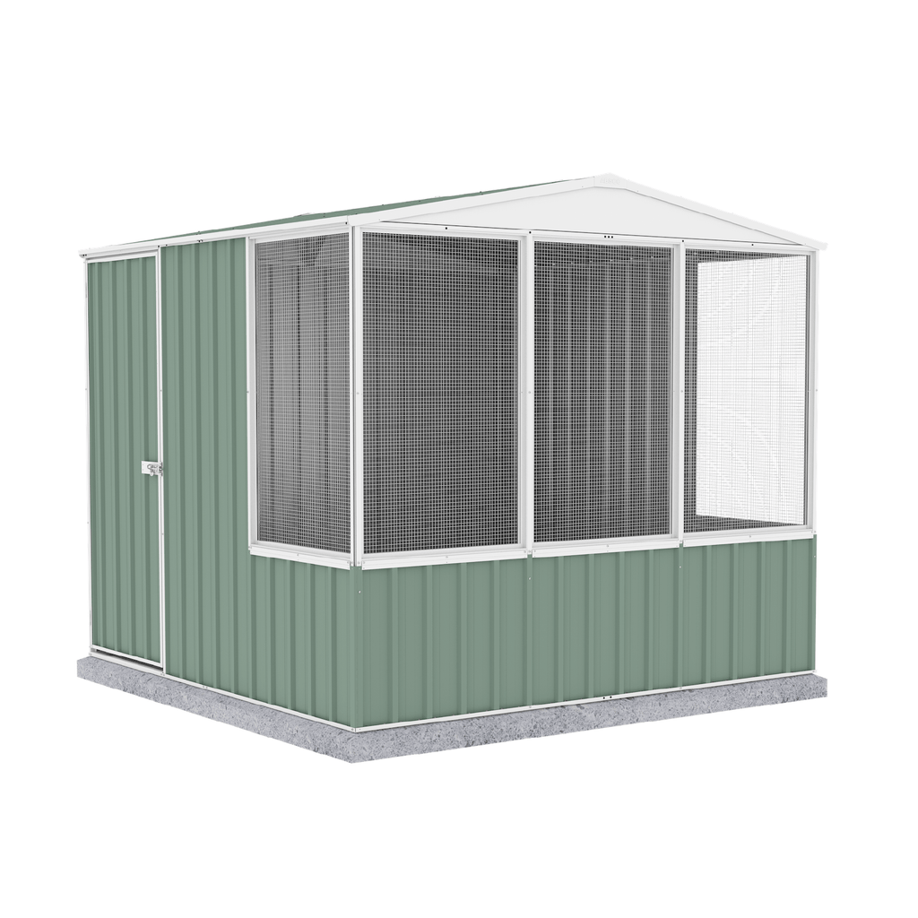 Absco Sheds Chicken Coop - Gable Roof Pale Eucalypt 2.26mW x 2.22mD x 2.00mH Render View