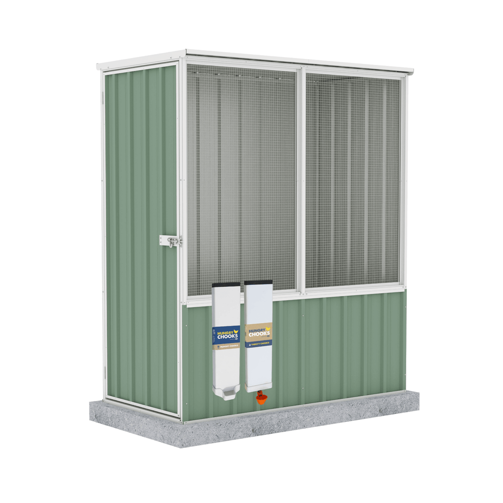 The Organic Garden Co Chicken Coop - Flat Roof Pale Eucalypt 1.52mW x 0.78mD x 1.80mH Render View