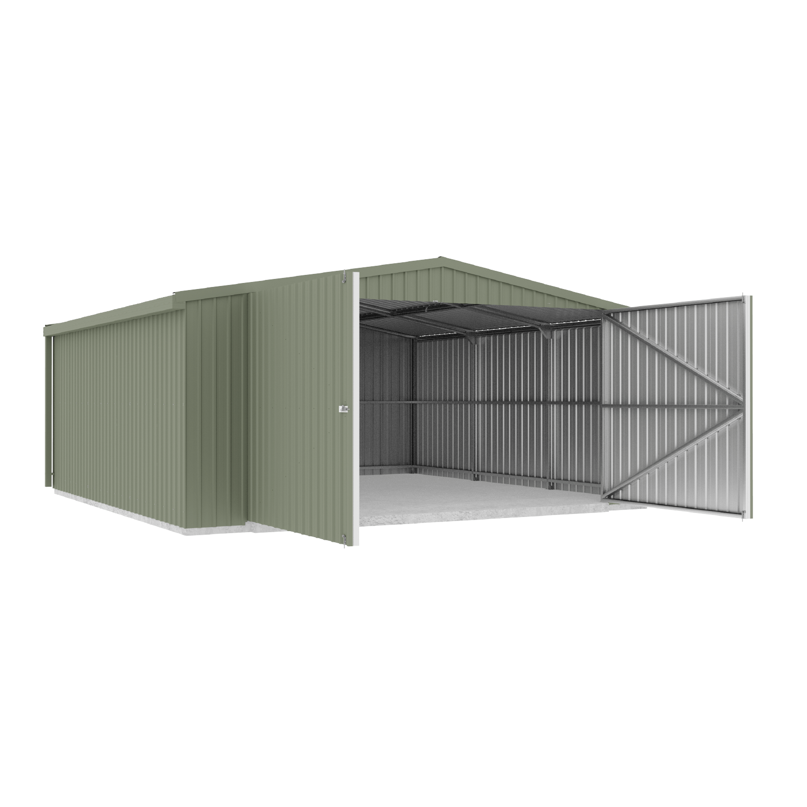 ABSCO SHEDS 5.64MW X 5.50MD X 2.64MH BARN DOOR GARAGE - DOUBLE DOOR