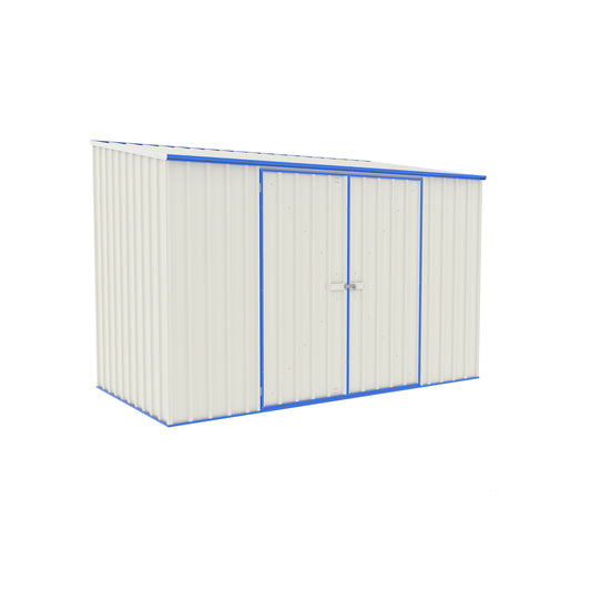 Absco Sheds 3.00mW x 1.52mD x 2.08mH Spacesaver Garden Shed - Double Door Surfmist with Blue Channels