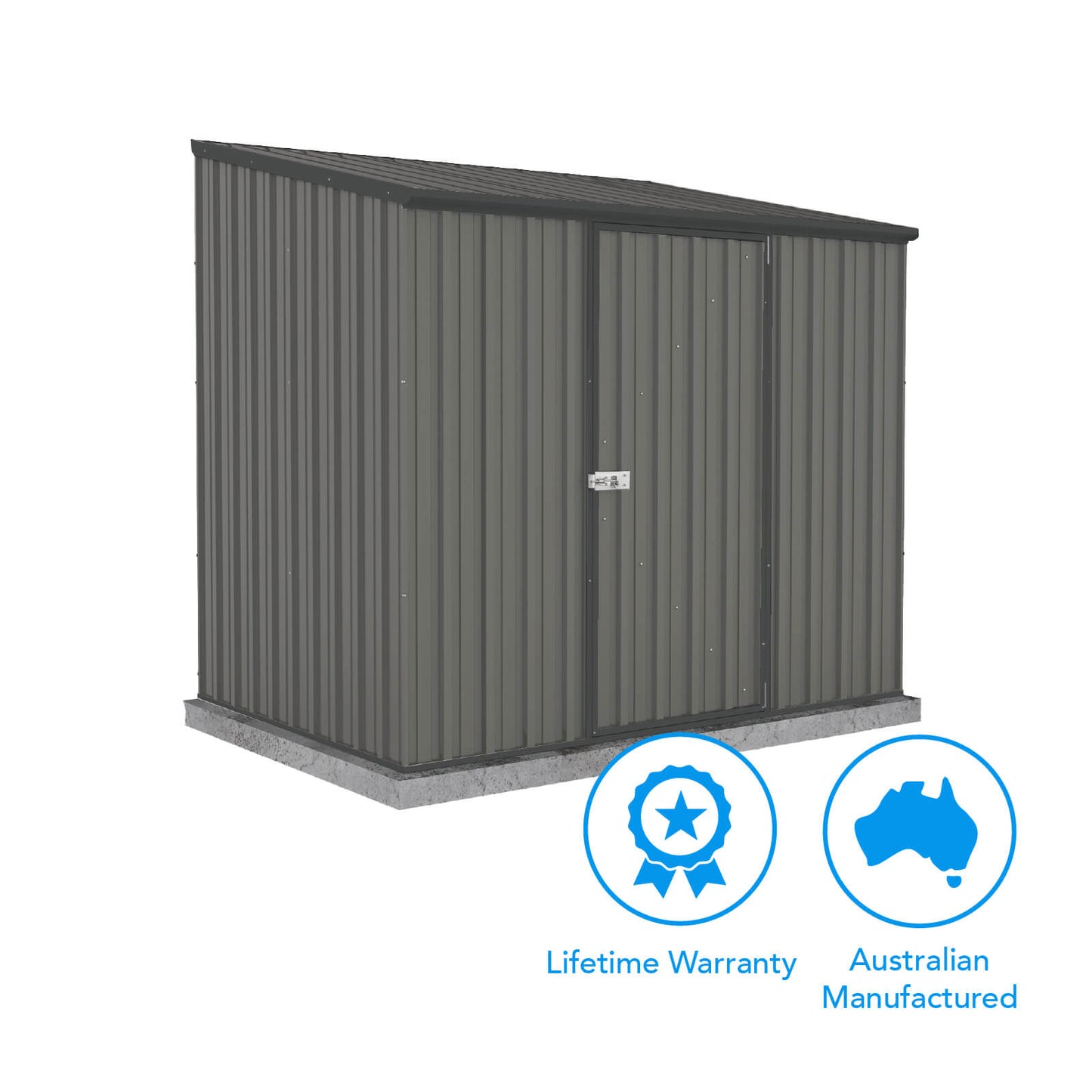 Absco Sheds 2.26mW x 1.52mD x 2.08mH Spacesaver Garden Shed - Single Door Woodland Grey with MN Channels