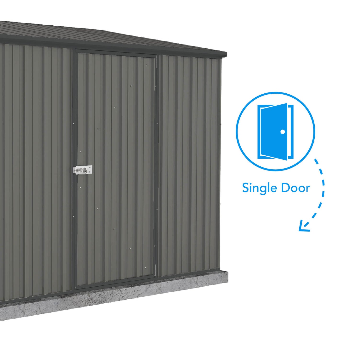 Absco Sheds 2.26mW x 1.52mD x 2.08mH Spacesaver Garden Shed - Single Door Woodland Grey with MN Channels