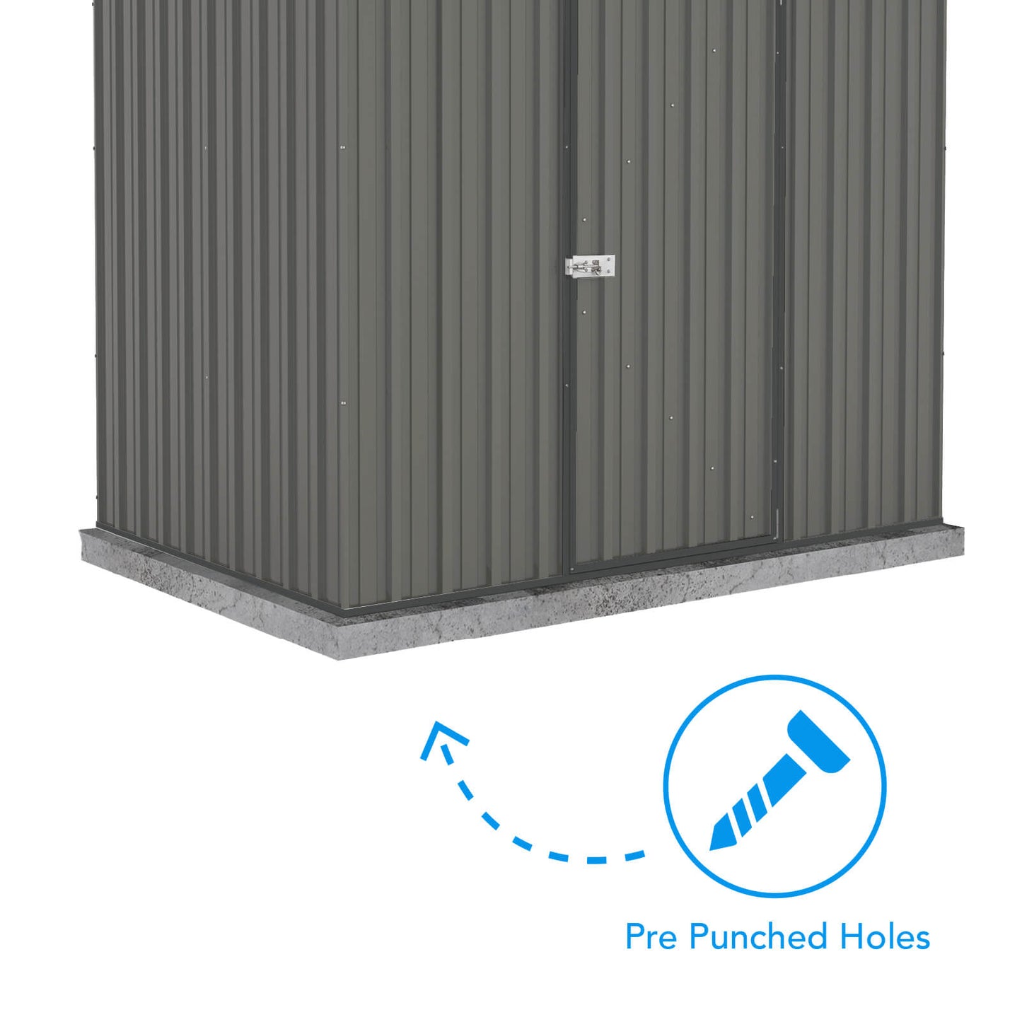 Absco Sheds 2.26mW x 1.52mD x 2.08mH Spacesaver Garden Shed - Single Door Woodland Grey with MN Channels