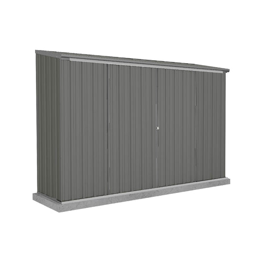 Absco Sheds 3.00mW x 0.78mD x 1.95mH Ezislider Garden Shed - Double Sliding Doors Woodland Grey with WG Channel