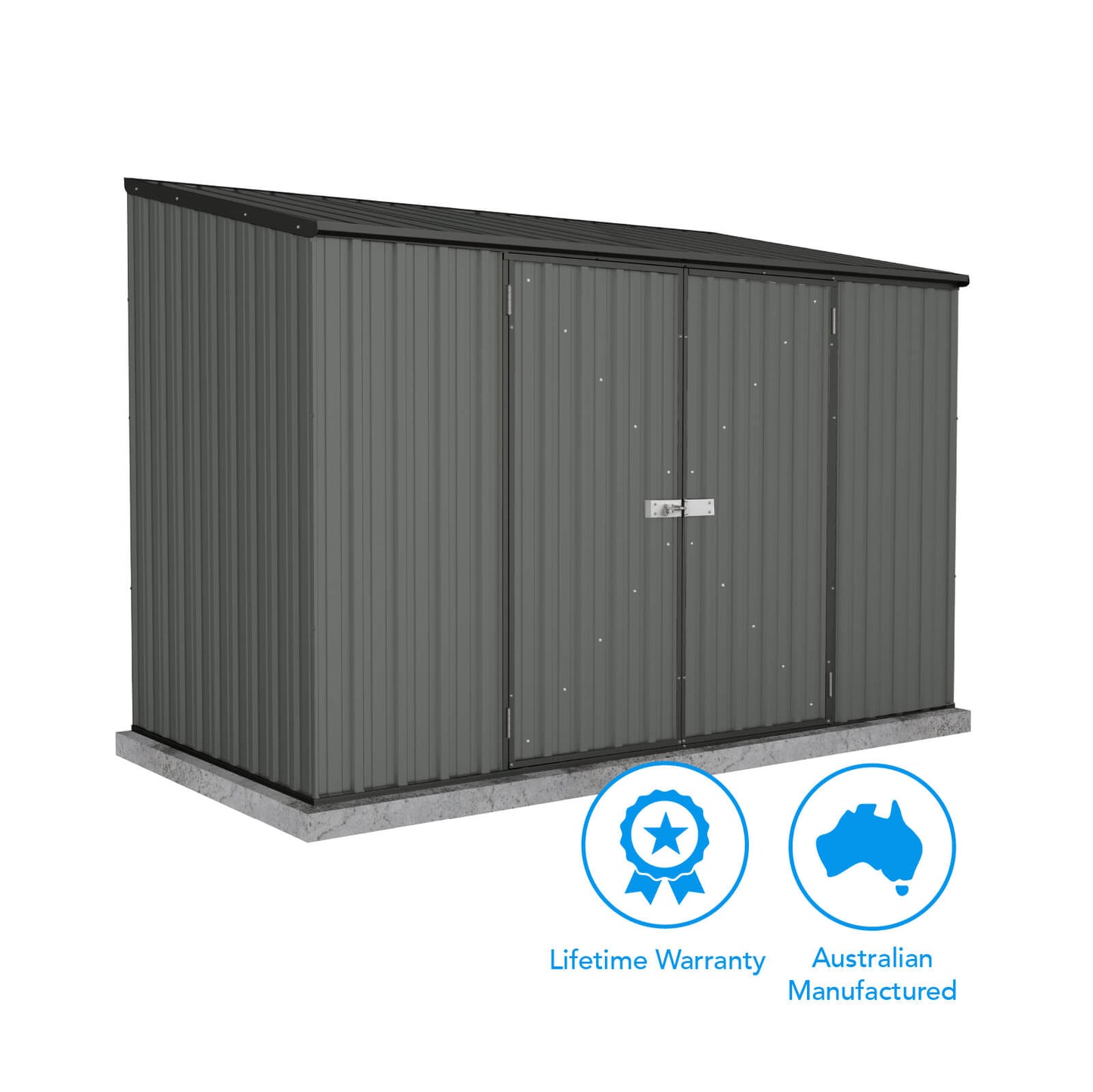Absco Sheds 3.00mW x 1.52mD x 2.08mH Garden Shed and Accessory Kit - Woodland Grey with MN Channels
