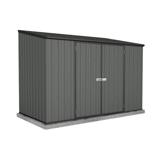 Absco Sheds 3.00mW x 1.52mD x 2.08mH Spacesaver Garden Shed - Double Door Woodland Grey with MN Channels