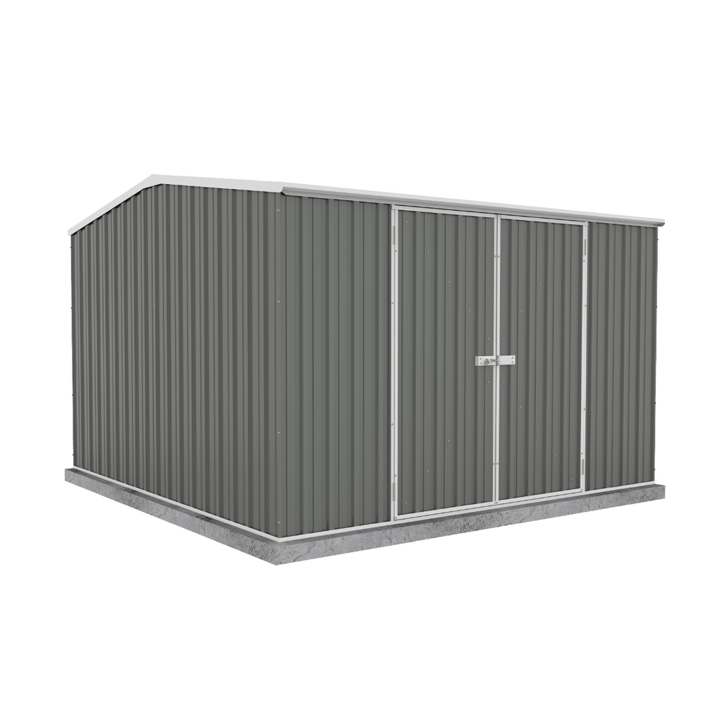 Absco Economy Garden Shed - Double Door Grey 3.00mW x 3.00mD x 2.06mH Render View