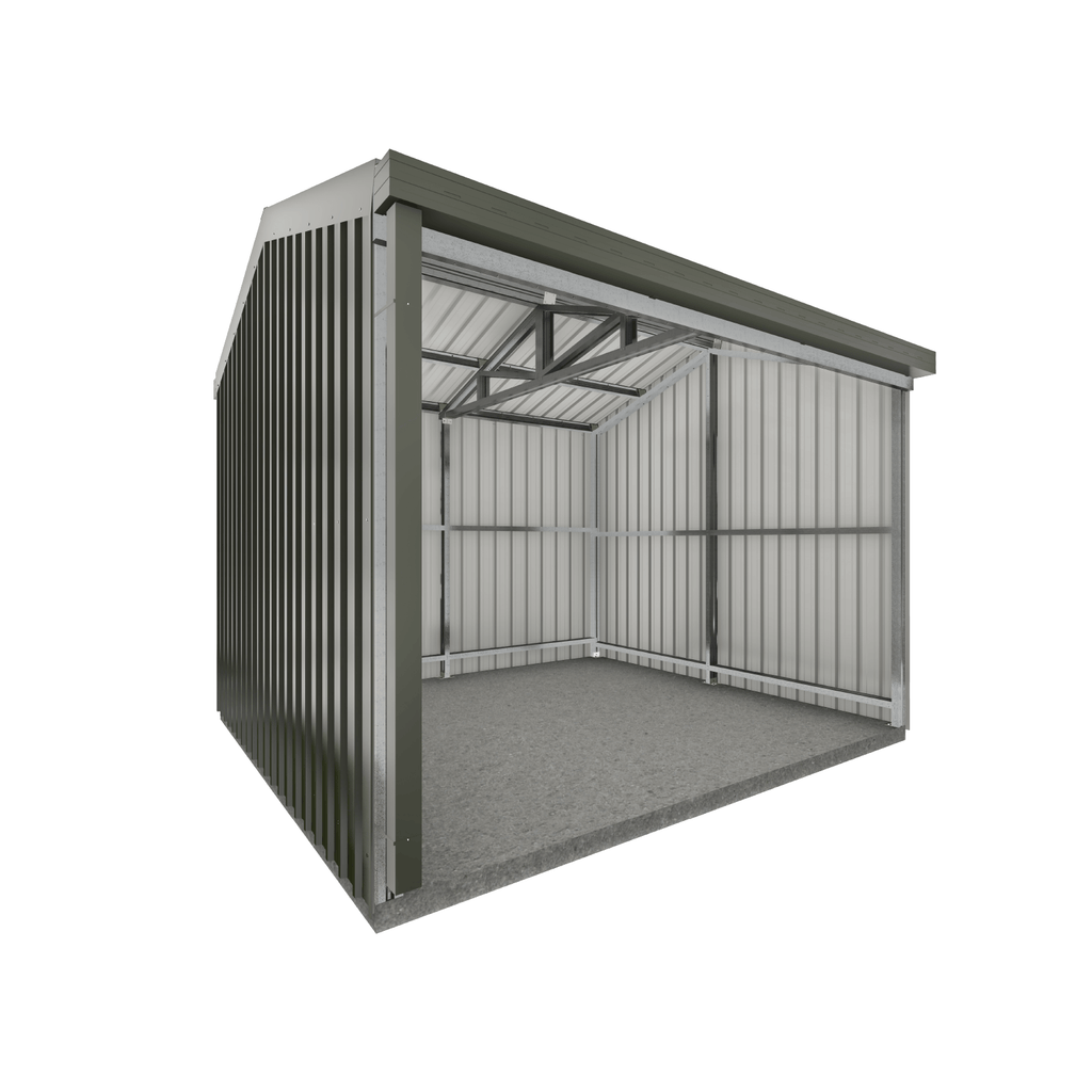Absco Sheds Rural Shed - Open Bay Woodland Grey 3.00mW x 3.00mD x 2.53mH Render View