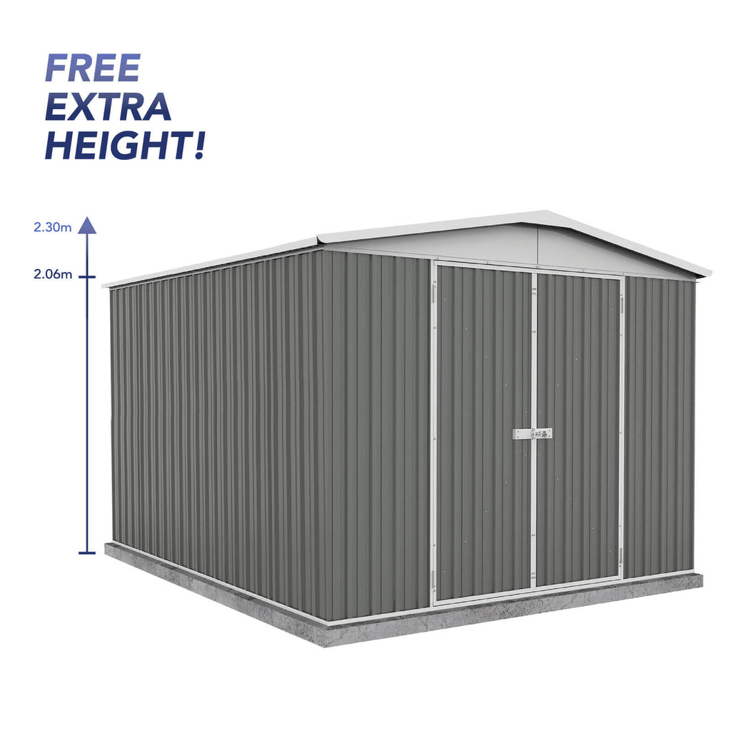 Absco Sheds Regent Garden Shed - Double Door Woodland Grey 3.00mW x 3.66mD x 2.30mH Render View