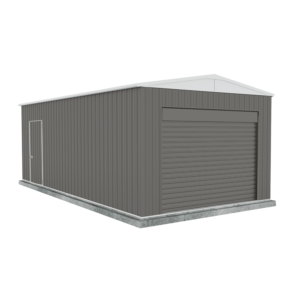 Absco Sheds Highlander Garage - Roller Shutter Door Woodland Grey 3.00mW x 5.96mD x 2.30mH Render View