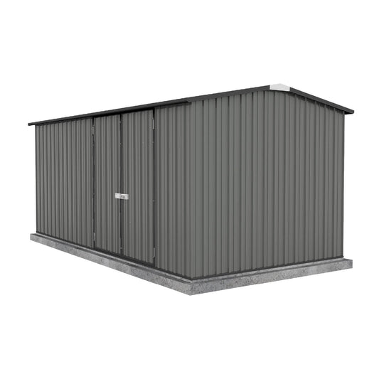 Absco Sheds 4.48mW x 2.26mD x 2.00mH Workshop Garden Shed - Double Door Woodland Grey with MN Channels
