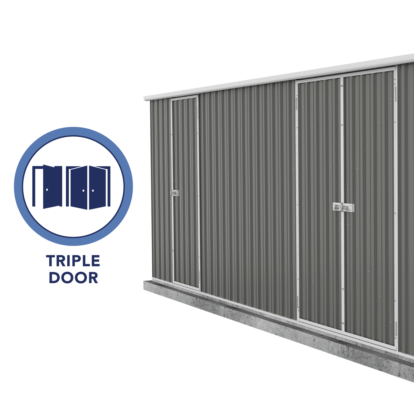 Absco Sheds 5.96mW x 3.00mD x 2.30mH Highlander Garden Shed - Triple Door