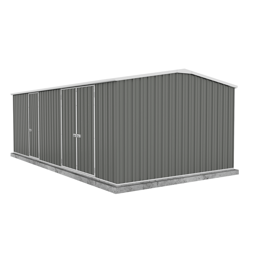 Absco Sheds Workshop Garden Shed - Triple Door Woodland Grey 5.96mW x 3.00mD x 2.06mH Render View