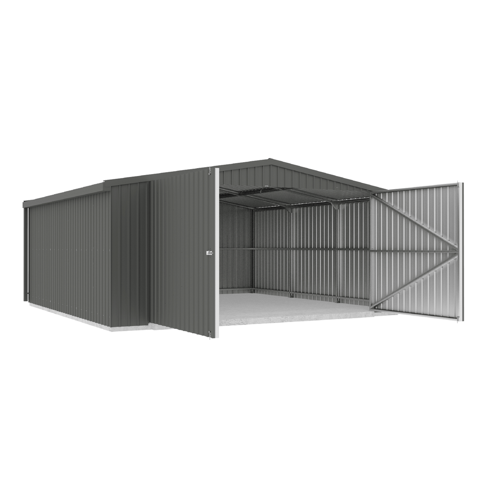 Absco Sheds Barn Door Garage - Double Door Woodland Grey 5.64mW x 5.50mD x 2.64mH Render View