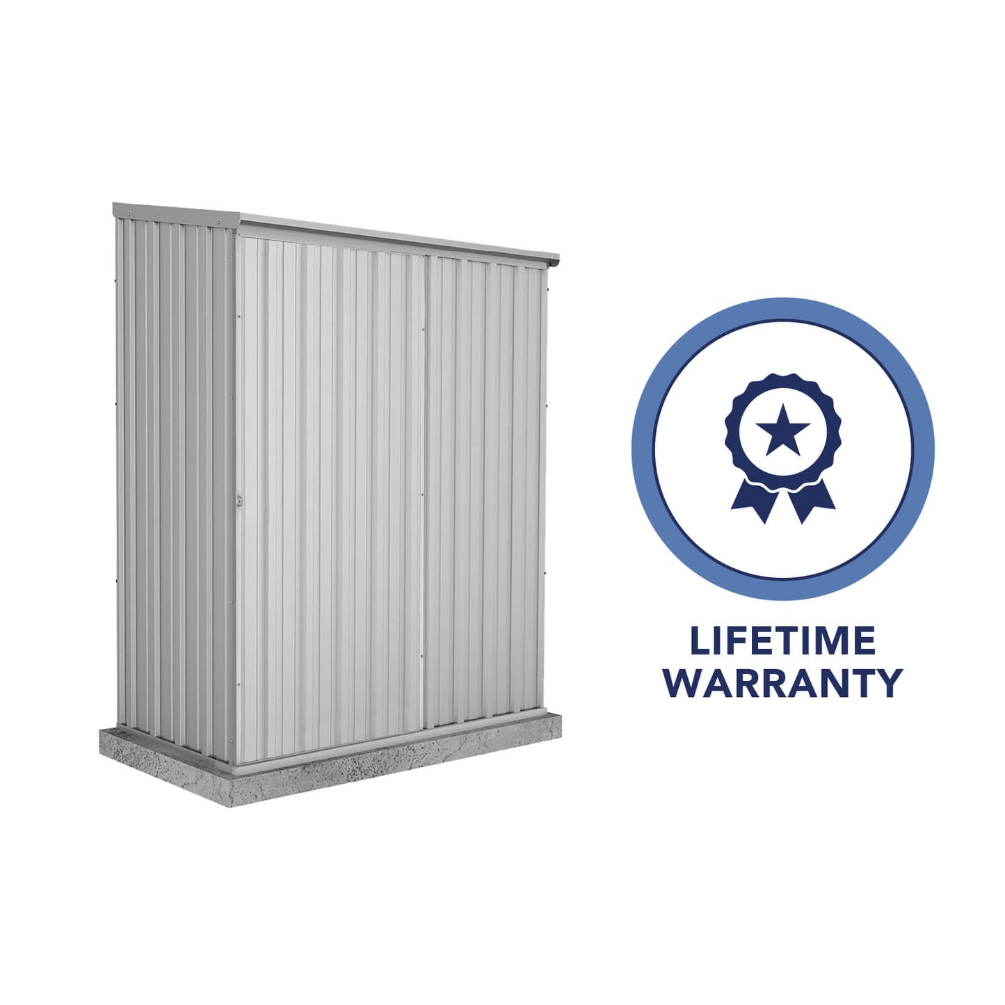 Absco Sheds 1.52mW x 0.78mD x 1.95mH Zincalume Ezislider Garden Shed - Single Door