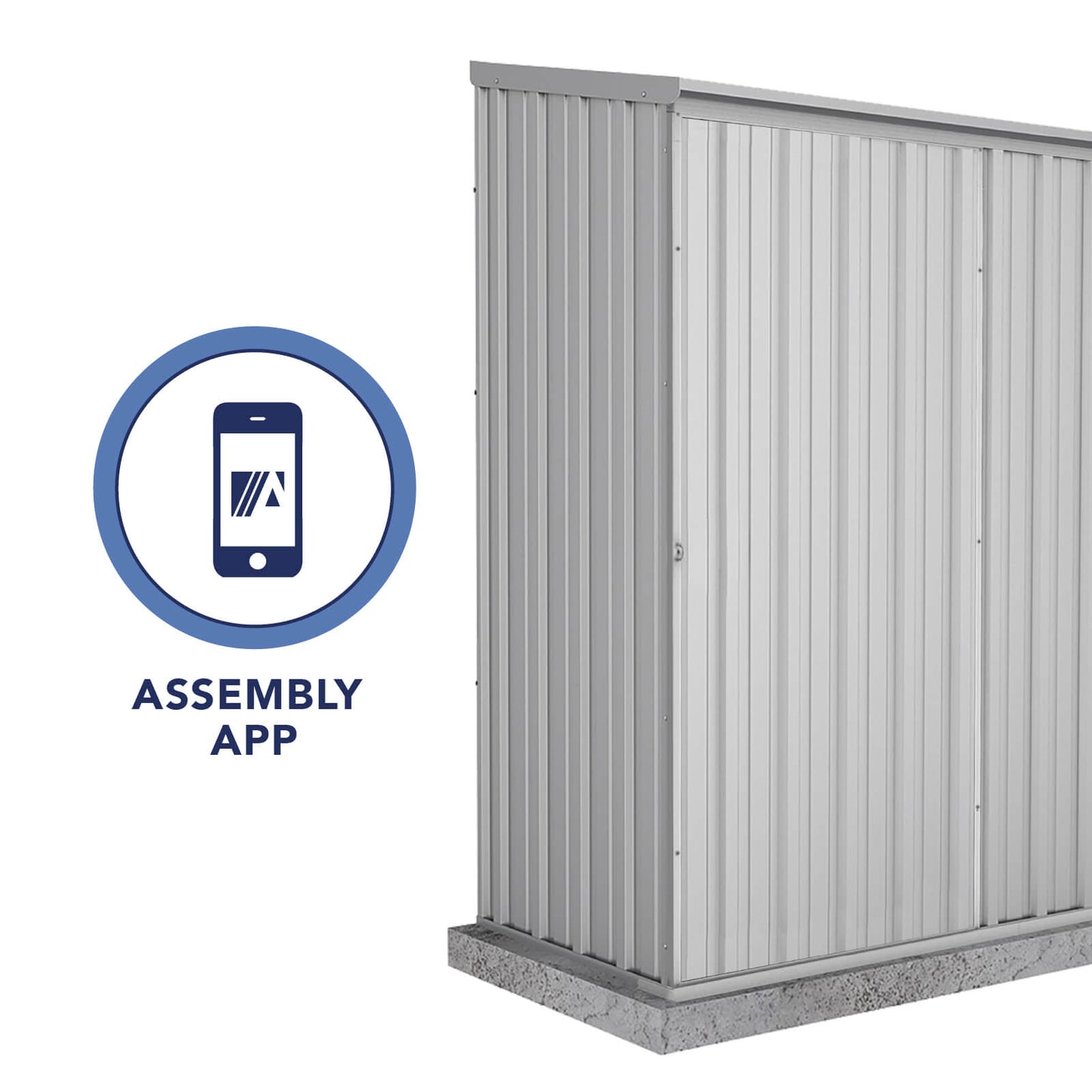 Absco Sheds 1.52mW x 0.78mD x 1.95mH Zincalume Ezislider Garden Shed - Single Door