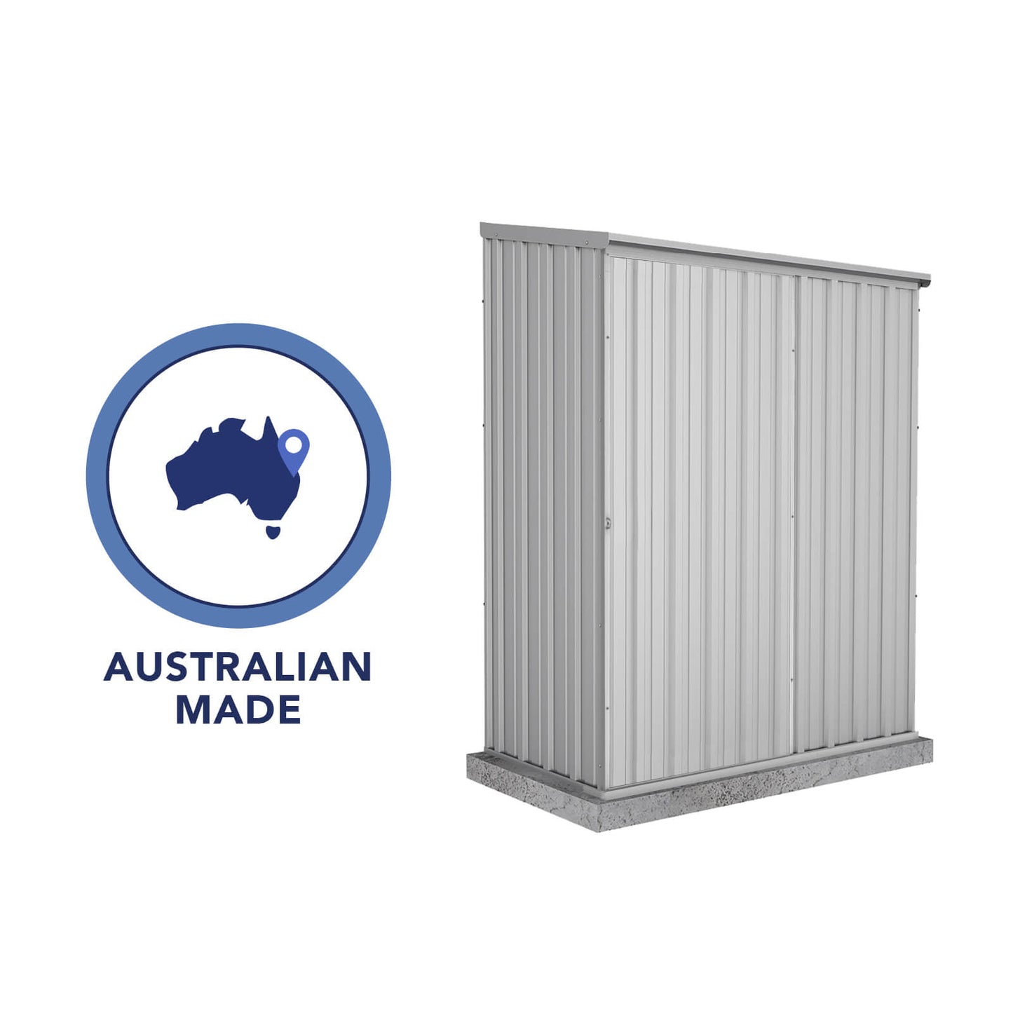 Absco Sheds 1.52mW x 0.78mD x 1.95mH Zincalume Ezislider Garden Shed - Single Door