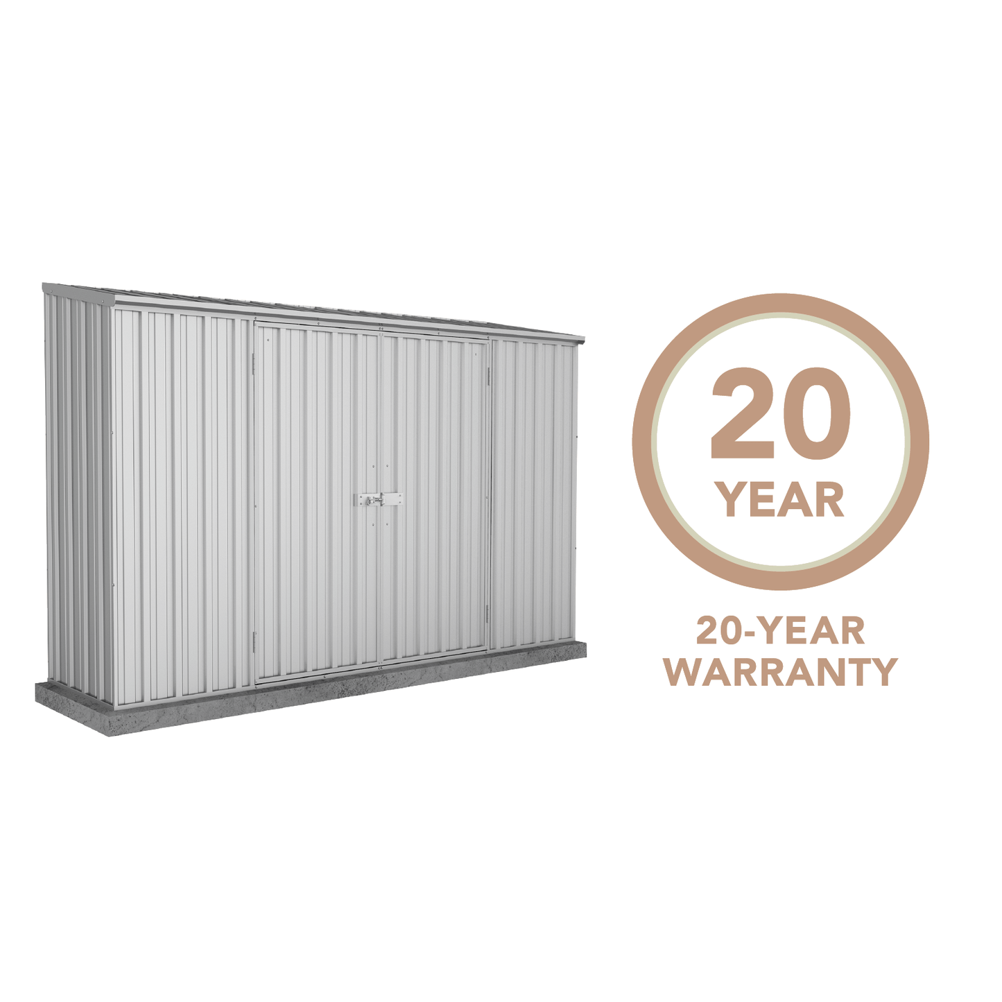 Absco Sheds 3.00mW x 0.78mD x 1.95mH Zincalume Economy Garden Shed - Double Door
