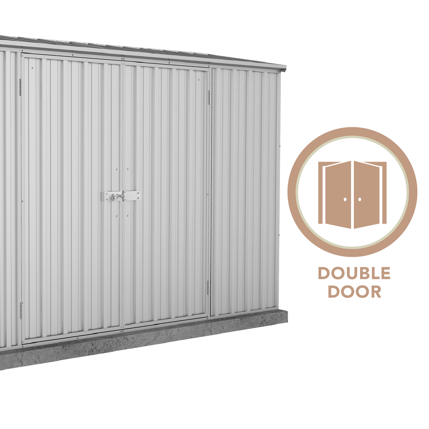 Absco Sheds 3.00mW x 0.78mD x 1.95mH Zincalume Economy Garden Shed - Double Door